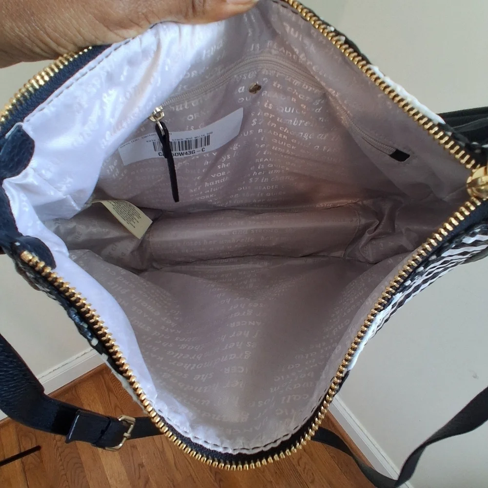 Kate Spade Large Cobble Hill Black Mylie Straw Raffia Hobo Bag NWOT
